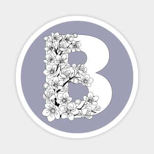 Monochrome capital letter B patterned with sakura twig Magnet